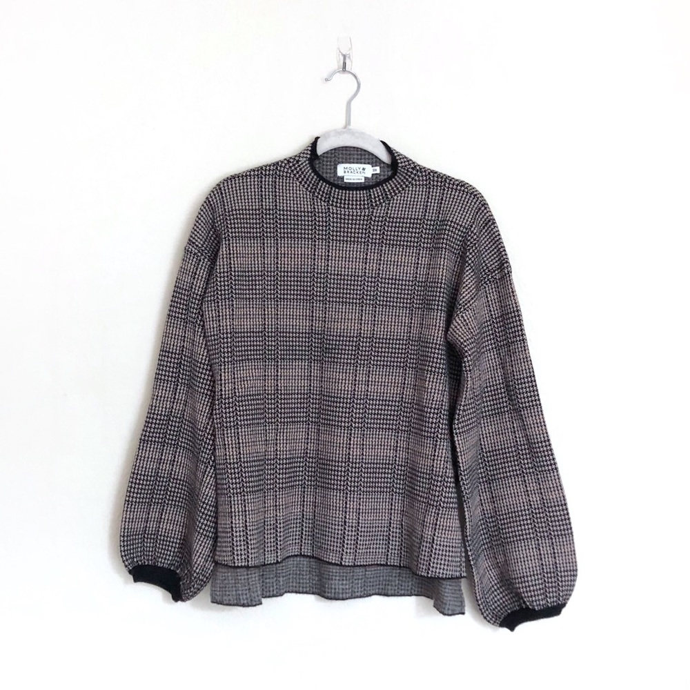 Molly Bracken Retro Brown Plaid Sweater